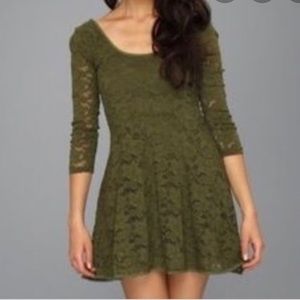 Free people olive green lace dress